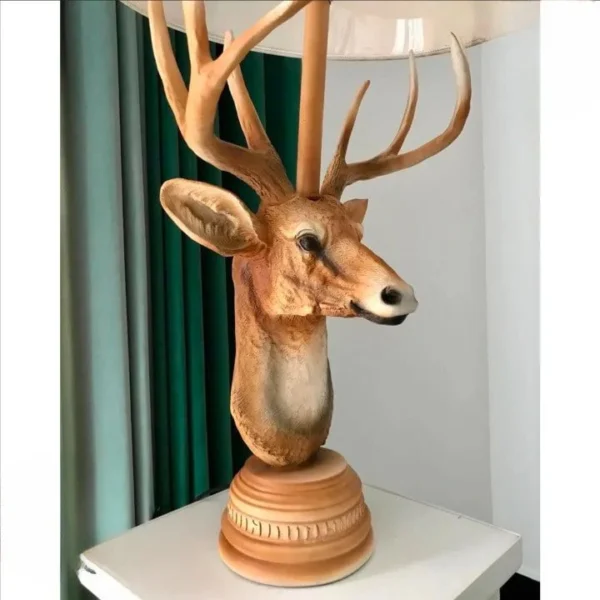 Majestic Antlers: The Deer Face Lamp Sculpture